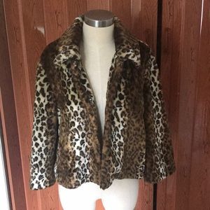Vintage Leopard Print Faux Fur Coat